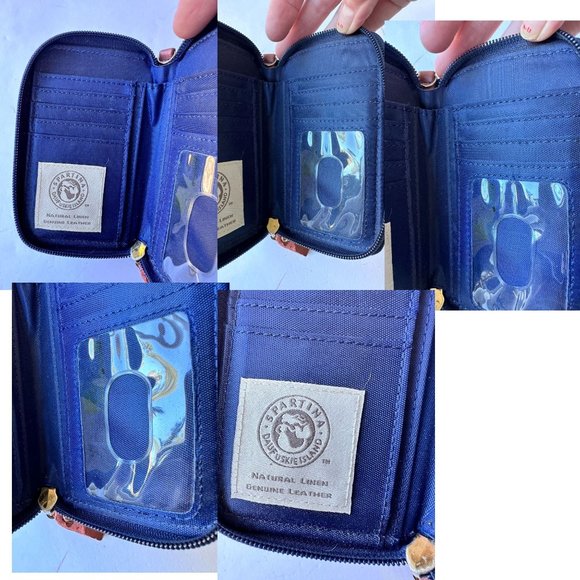 Spartina 449 Linen Leather Zip Around Wallet Cell Phone Change Purse Dau… - Picture 7 of 12